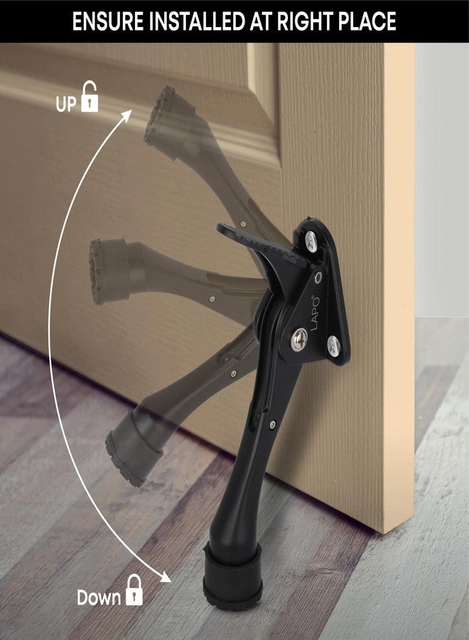 LAPO Kickdown Door Stopper with Adjustable Height (13.8cm) | Heavy Duty Design |Rubber Non-Slip Tip | Prevents Scratches | Easy to Use on Wood and Metal Doors - Black Finish - Image 5